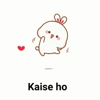 😁 Kaise ho 토끼, 만화, 하트, 인사, 귀여운 whatsapp sticker