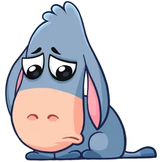 😔 осёл, грустный, животное, мультфильм, милый telegram sticker