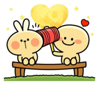 ❤ lindo, conejo, dibujos animados, corazón, estrellas, amor whatsapp sticker