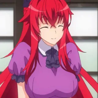 👑 Rias Gremory High School DxD animé, cheveux roux, souriant, femme, High School DxD, Rias Gremory whatsapp sticker