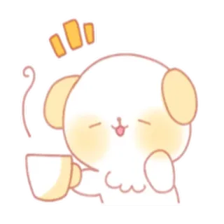 😋 anjing, imut, kawaii, kopi, binatang, kartun whatsapp sticker