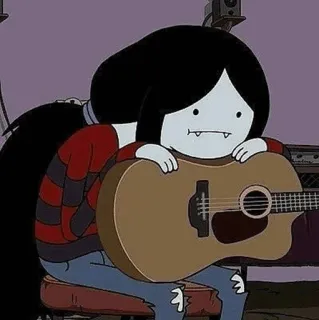 🖤 Marceline Adventure Time Марселин, вампир, Время приключений, мультфильм, гитара, персонаж telegram sticker