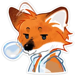 🦊 zorro, dibujos animados, animal, lindo, pegatina, burbuja, naranja telegram sticker