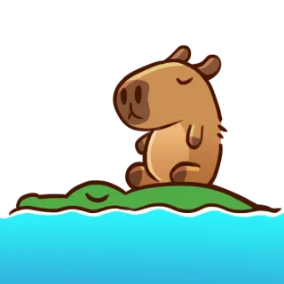 🐊 카피바라, 동물, 귀여운, 설치류, 스티커, 만화 telegram sticker