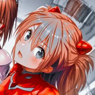 ❤️ Asuka Langley Soryu Neon Genesis Evangelion Anime, Gadis, Merah, Kuncir dua telegram sticker