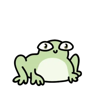 👀 ếch, hoạt hình, động vật, lưỡng cư, dễ thương, xanh lá cây, kawaii, nhãn dán telegram sticker