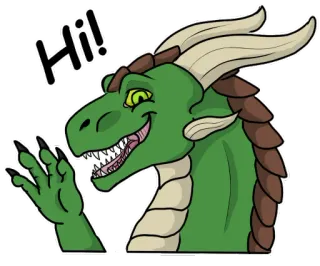 👋 Hi! dragon, fantaisie, salutation, salut, animal, dessin animé whatsapp sticker