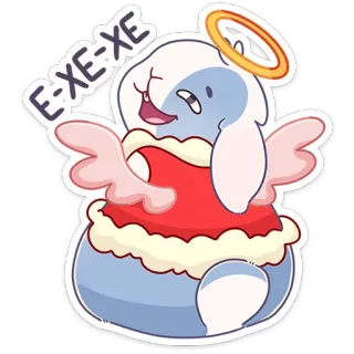 😅 E-XE-XE imut, malaikat, kelinci, bersayap, halo, kartun telegram sticker