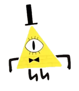 ⚠ Bill Cipher Gravity Falls triangle, un œil, dessin animé, personnage, chapeau, nœud papillon, Gravity Falls telegram sticker