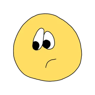 😒 Emoji, Triste, Amarelo, Desenho animado, Rosto, Expressão whatsapp sticker