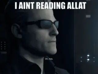 🌟 Albert Wesker Resident Evil I AINT READING ALLAT telegram sticker