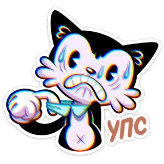 ⭐ УПС gato, desenho animado, adesivo, ilustração, engraçado, quadrinho, personagem whatsapp sticker