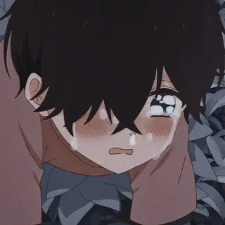 🎆 anime, chorando, triste, menino, lágrimas, emocional, mangá telegram sticker