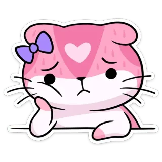 😔 mèo, dễ thương, nhãn dán, hồng, buồn, kawaii, đáng yêu telegram sticker