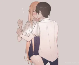 ❤️ Anime, Casal, Beijando, Romance, Desenho animado telegram sticker