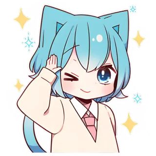 😉 อนิเมะ, สาวหูแมว, น่ารัก, คาวาอิ, จิบิ, ประกาย telegram sticker