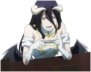 😈 Albedo Overlord anime, demon, fantasy, waifu, horns, wings telegram sticker