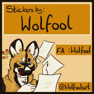 📖 Stickers by: Wolfool FA : Wolfool @Wolfoolart wolfool, pegatina, arte, furry, perro, dibujo animado whatsapp sticker