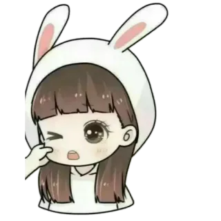 🍄 Anime, Dibujos animados, Chica, Conejo, Kawaii, Lindo whatsapp sticker