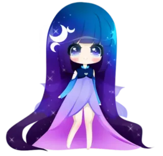 😊 chibi, kawaii, galaxie, étoiles, lune, mignon, fantaisie telegram sticker