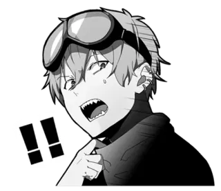 ⭐ アニメ, マンガ, キャラクター, 漫画, 衝撃, エクスクラメーション, ゴーグル telegram sticker