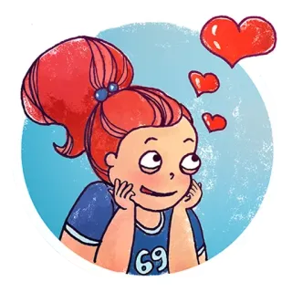 😍 девушка, любовь, сердечки, мультфильм whatsapp sticker