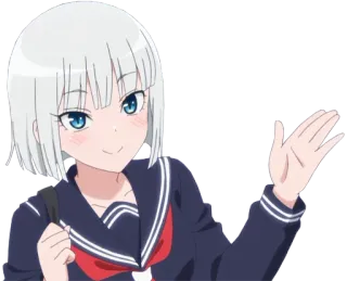 👋 Аниме, Девочка, Школьная форма, Милая telegram sticker