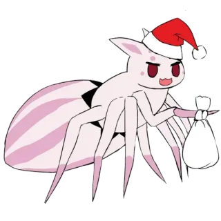 🕷 spider, anime, christmas, santa hat, kawaii, holiday telegram sticker