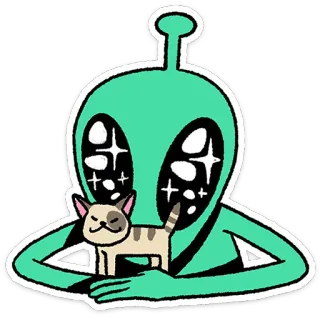 🐈 alien, cat, pet, cute, cartoon, whimsical, stars, space telegram sticker