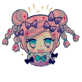 😍 かわいい, アニメ, マンガ, ちび, 可愛い, ステッカー, 漫画, 女の子 telegram sticker
