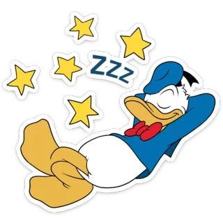 😴 Donald Duck ZZZ cartoni animati, dormire, stelle, Donald Duck, Disney telegram sticker