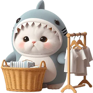 👚 kot, rekin, słodki, zwierzę, kawaii, kreskówka telegram sticker