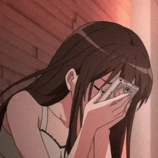 💔 Ragazza anime, Triste, Piangere, Telefono, Emozionale, Anime telegram sticker