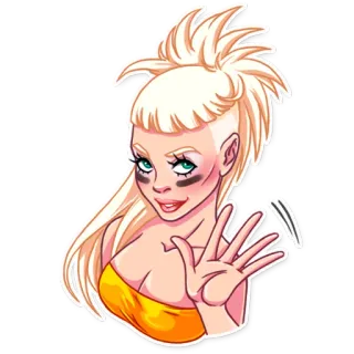 👋 femme, dessin animé, blonde, cheveux, fille, signe de la main telegram sticker