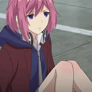 🩸 anime, pink hair, character, headphones telegram sticker