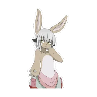 👋 Nanachi Made in Abyss Anime, Orelhas de animal, Coelho, Furry, Personagem, Fofo telegram sticker