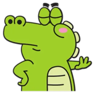 🐊 ワニ, 動物, 可愛い, 漫画, キャラクター, 緑, ステッカー telegram sticker