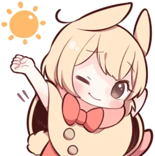 ☀ 귀여운, 치비, 카와이, 만화, 태양, 사랑스러운, 스티커 telegram sticker