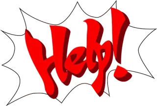 ❓ Help! giúp đỡ, khó khăn, kêu cứu, truyện tranh, hoạt hình telegram sticker