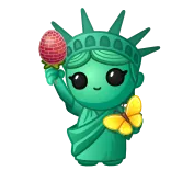 🗽 Freiheitsstatue, süß, Cartoon, Schmetterling, grün, Kawaii, Chibi telegram sticker