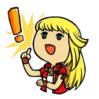 ❗️ キャラクター, 漫画, イラスト, 金髪, 興奮, アイデア, 感嘆符 telegram sticker