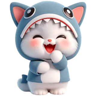 🤣 chat, requin, animal, mignon, dessin animé, drôle, costume telegram sticker