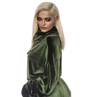 😏 Bebe Rexha Bebe Rexha, penyanyi, musisi, selebriti, rambut pirang, gaun hijau telegram sticker