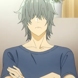 📚 anime, character, grey hair, arms crossed telegram sticker