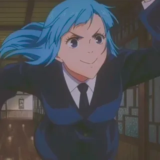 👾 anime, woman, blue hair, suit telegram sticker