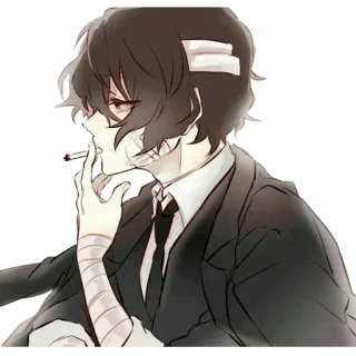 🚬 Anime, Charakter, Rauchen, Dazai, Bungo Stray Dogs telegram sticker