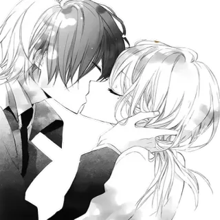 ❤ Anime, Baiser, Couple, Romance, Dessin animé, Illustration telegram sticker