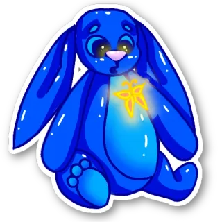😮 thỏ, dễ thương, thú nhồi bông, xanh lam, hoạt hình, bướm, phát sáng, nhãn dán telegram sticker