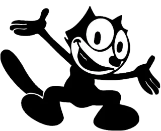😺 Felix the Cat Мультфильм, Кот, Феликс кот, Классическая анимация, Черно-белый whatsapp sticker