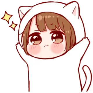 🥺 cô gái anime, chibi, kawaii, tai mèo, lấp lánh, dễ thương, hoạt hình telegram sticker